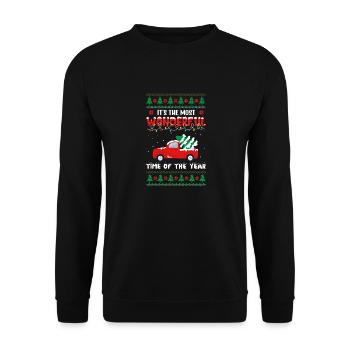 Weihnachts-Retro-Logo-Design - Unisex Pullover - Schwarz - Vorne - Alina (178cm) & Michal (187cm)
