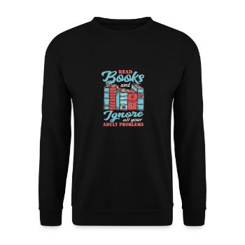 Read books and ignore all your adults - Unisex Sweatshirt - black - Front - Alina (178cm) & Michal (187cm)