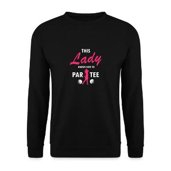 Cette dame sait comment PAR TEE Retro Funny Golfer - Sweat-shirt Unisexe - noir - Devant - Alina (178cm) & Michal (187cm)