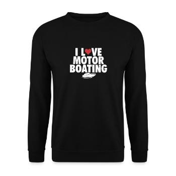 I Love Motor Bootfahren Lustig Bootfahren - Unisex Pullover - Schwarz - Vorne - Alina (178cm) & Michal (187cm)