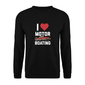 I Love Motor Bootfahren Lustig Bootfahren - Unisex Pullover - Schwarz - Vorne - Alina (178cm) & Michal (187cm)