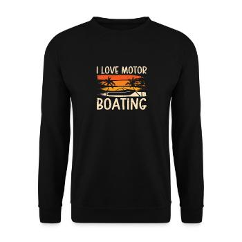 I Love Motor Bootfahren Lustig Bootfahren - Unisex Pullover - Schwarz - Vorne - Alina (178cm) & Michal (187cm)