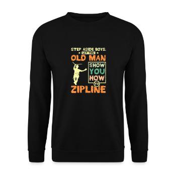 Laissez ce vieil homme vous montrer comment faire de la tyrolienne - Sweat-shirt Unisexe - noir - Devant - Alina (178cm) & Michal (187cm)