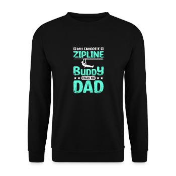 Mon copain de tyrolienne préféré m’appelle papa - Sweat-shirt Unisexe - noir - Devant - Alina (178cm) & Michal (187cm)