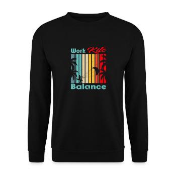 Équilibre du cerf-volant de travail. Style de vie Vintage Design, Travail - Sweat-shirt Unisexe - noir - Devant - Alina (178cm) & Michal (187cm)