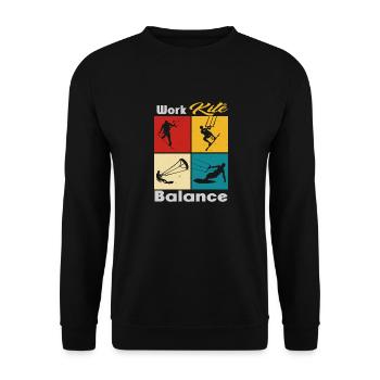 Équilibre du cerf-volant de travail. Style de vie Vintage Design, Travail - Sweat-shirt Unisexe - noir - Devant - Alina (178cm) & Michal (187cm)
