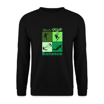 Équilibre du cerf-volant de travail. Style de vie Vintage Design, Travail - Sweat-shirt Unisexe - noir - Devant - Alina (178cm) & Michal (187cm)