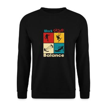 Équilibre du cerf-volant de travail. Style de vie Vintage Design, Travail - Sweat-shirt Unisexe - noir - Devant - Alina (178cm) & Michal (187cm)