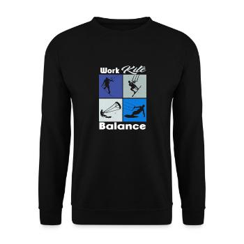 Équilibre du cerf-volant de travail. Style de vie Vintage Design, Travail - Sweat-shirt Unisexe - noir - Devant - Alina (178cm) & Michal (187cm)