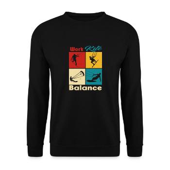 Équilibre du cerf-volant de travail. Style de vie Vintage Design, Travail - Sweat-shirt Unisexe - noir - Devant - Alina (178cm) & Michal (187cm)