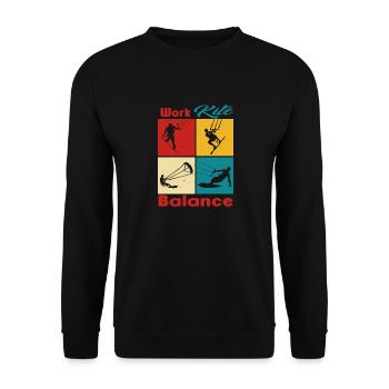Équilibre du cerf-volant de travail. Style de vie Vintage Design, Travail - Sweat-shirt Unisexe - noir - Devant - Alina (178cm) & Michal (187cm)