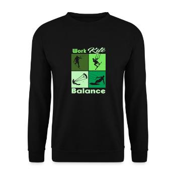 Équilibre du cerf-volant de travail. Style de vie Vintage Design, Travail - Sweat-shirt Unisexe - noir - Devant - Alina (178cm) & Michal (187cm)