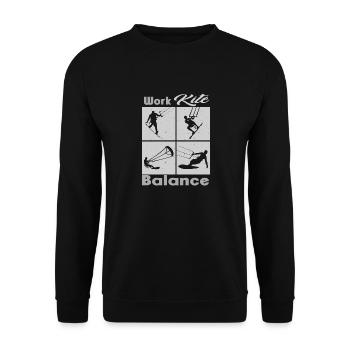 Équilibre du cerf-volant de travail. Style de vie Vintage Design, Travail - Sweat-shirt Unisexe - noir - Devant - Alina (178cm) & Michal (187cm)