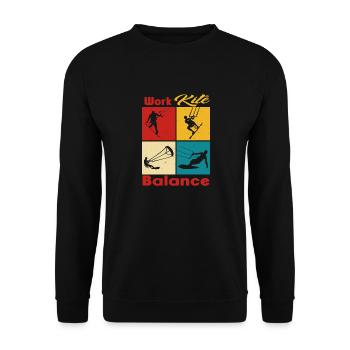 Équilibre du cerf-volant de travail. Style de vie Vintage Design, Travail - Sweat-shirt Unisexe - noir - Devant - Alina (178cm) & Michal (187cm)