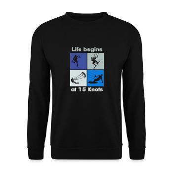 La vie commence à 15 nœuds, Lifestyle Vintage Design - Sweat-shirt Unisexe - noir - Devant - Alina (178cm) & Michal (187cm)
