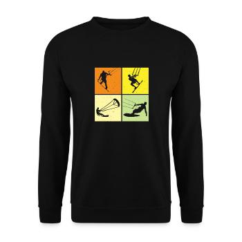 Kite Surfing, Kite Board, Lifestyle Vintage Design - Unisex Sweatshirt - black - Front - Alina (178cm) & Michal (187cm)