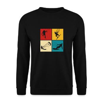 Kite Surfing, Kite Board, Lifestyle Vintage Design - Unisex Sweatshirt - black - Front - Alina (178cm) & Michal (187cm)