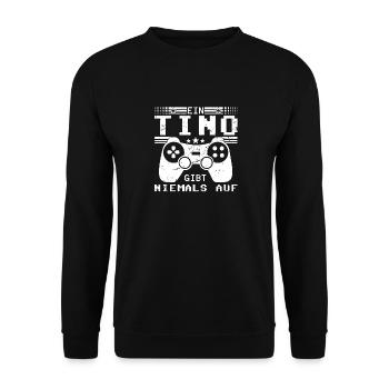 Tino Gaming Konsole PC Gamer Geschenk - Unisex Pullover - Schwarz - Vorne - Alina (178cm) & Michal (187cm)