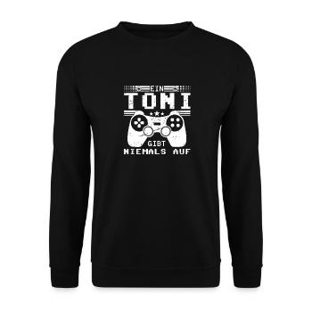 Toni Gaming Konsole PC Gamer Geschenk - Unisex Pullover - Schwarz - Vorne - Alina (178cm) & Michal (187cm)