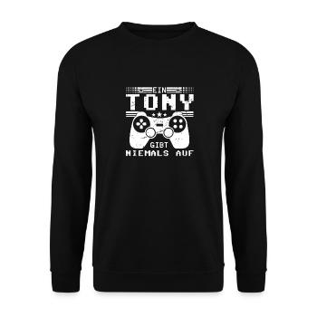 Tony Gaming Konsole PC Gamer Geschenk - Unisex Pullover - Schwarz - Vorne - Alina (178cm) & Michal (187cm)