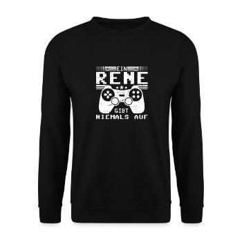 Rene Gaming Konsole PC Gamer Geschenk - Unisex Pullover - Schwarz - Vorne - Alina (178cm) & Michal (187cm)