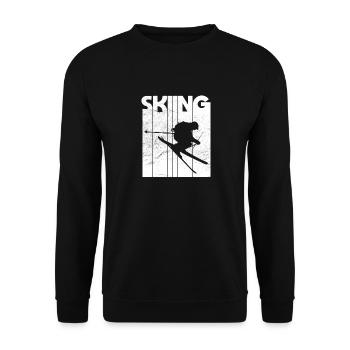 Skiing skier winter sports retro winter sport - Unisex Pullover - Schwarz - Vorne - Alina (178cm) & Michal (187cm)
