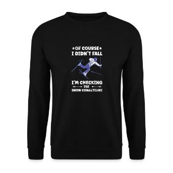Skiing checking snow condition funny winter sport - Unisex Pullover - Schwarz - Vorne - Alina (178cm) & Michal (187cm)