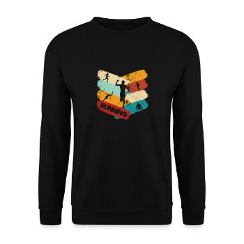 Running retro banner sport run outdoor vintage - Unisex Pullover - Schwarz - Vorne - Alina (178cm) & Michal (187cm)