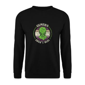 Alien humans aren´t real funny retro space costume - Unisex Pullover - Schwarz - Vorne - Alina (178cm) & Michal (187cm)