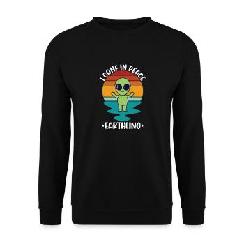 Alien i come in peace earthling funny retro space - Unisex Pullover - Schwarz - Vorne - Alina (178cm) & Michal (187cm)