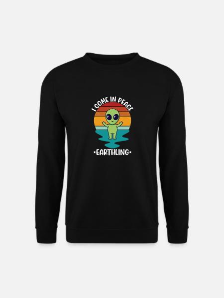 Alien i come in peace earthling funny retro space - Unisex Pullover - Schwarz