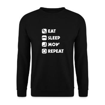 Lawnmowing Eat Sleep Mow Repeat Grass Trimming - Unisex Pullover - Schwarz - Vorne - Alina (178cm) & Michal (187cm)