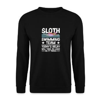 Faultier Schwimmteam Lustig Schwimmen Synchron - Unisex Pullover - Schwarz - Vorne - Alina (178cm) & Michal (187cm)