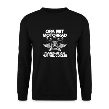 Opa Mit Motorrad Wie Ein Normaler Opa Lustige - Unisex Pullover - Schwarz - Vorne - Alina (178cm) & Michal (187cm)