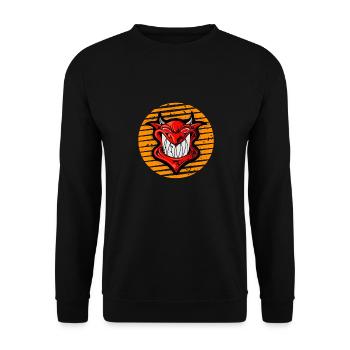 Retro Vintage Scary Demon Devil Halloween T-Shirt - Unisex Pullover - Schwarz - Vorne - Alina (178cm) & Michal (187cm)