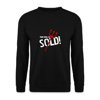 Your Soul Is Sold Funny Demon Halloween Trident - Unisex Pullover - Schwarz - Vorne - Alina (178cm) & Michal (187cm)