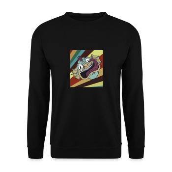 Retro Cool Creepy Sea Devil Halloween T-Shirt - Unisex Pullover - Schwarz - Vorne - Alina (178cm) & Michal (187cm)