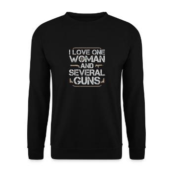 I Love One Woman And Several Guns - Unisex Sweatshirt - black - Front - Alina (178cm) & Michal (187cm)