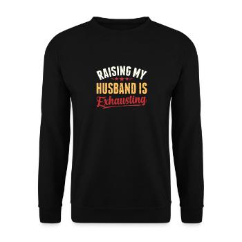Raising My Husband Is Exhausting Leopard Messy - Unisex Sweatshirt - black - Front - Alina (178cm) & Michal (187cm)