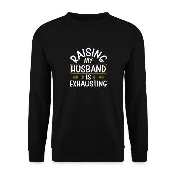 Raising My Husband Is Exhausting Leopard Messy - Unisex Sweatshirt - black - Front - Alina (178cm) & Michal (187cm)