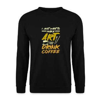 Faire de l’art et boire du café - Sweat-shirt Unisexe - noir - Devant - Alina (178cm) & Michal (187cm)