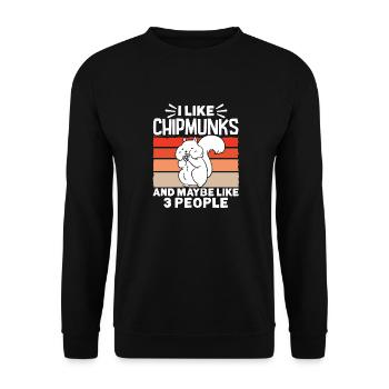 Streifenhörnchen Chipmunk Nagetier Geschenk - Unisex Pullover - Schwarz - Vorne - Alina (178cm) & Michal (187cm)