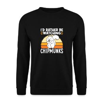 Streifenhörnchen Chipmunk Nagetier Geschenk - Unisex Pullover - Schwarz - Vorne - Alina (178cm) & Michal (187cm)