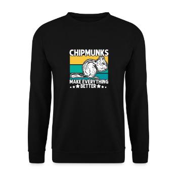 Streifenhörnchen Chipmunk Nagetier Geschenk - Unisex Pullover - Schwarz - Vorne - Alina (178cm) & Michal (187cm)