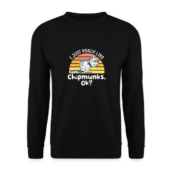 Streifenhörnchen Chipmunk Nagetier Geschenk - Unisex Pullover - Schwarz - Vorne - Alina (178cm) & Michal (187cm)