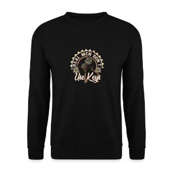 Les vrais hommes n’utilisent pas de clés, serrurier - Sweat-shirt Unisexe - noir - Devant - Alina (178cm) & Michal (187cm)