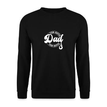 Tow-Riffic Dad, Lustiger Abschleppwagen Vater - Unisex Pullover - Schwarz - Vorne - Alina (178cm) & Michal (187cm)