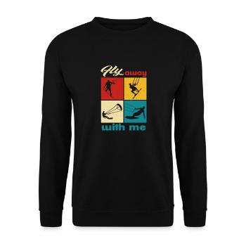 Fly away with me. Lifestyle Vintage Design - Unisex Sweatshirt - black - Front - Alina (178cm) & Michal (187cm)