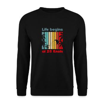 La vie commence à 25 nœuds, Lifestyle Vintage Design - Sweat-shirt Unisexe - noir - Devant - Alina (178cm) & Michal (187cm)