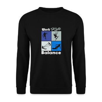 Équilibre du cerf-volant de travail. Style de vie Vintage Design, Travail - Sweat-shirt Unisexe - noir - Devant - Alina (178cm) & Michal (187cm)
